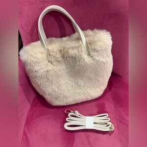 Elegant Cream Faux Fur Tote Bag